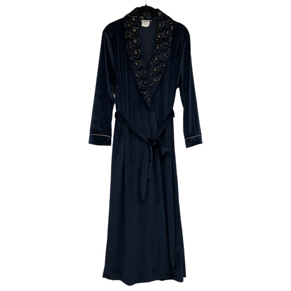Vanity  Fair Navy Velvet Robe size 8